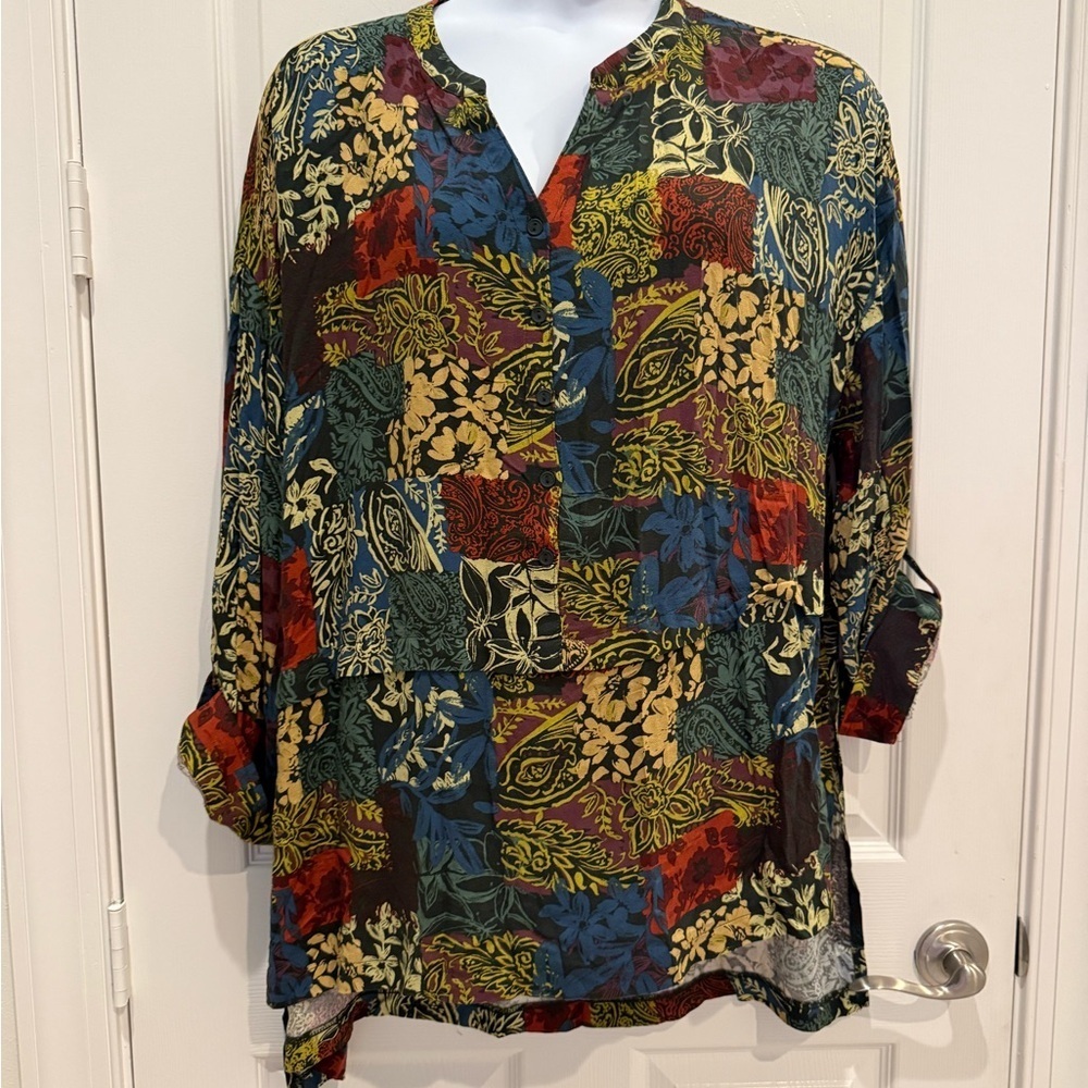 Cupio Floral Multicolor Women's Top 2XL